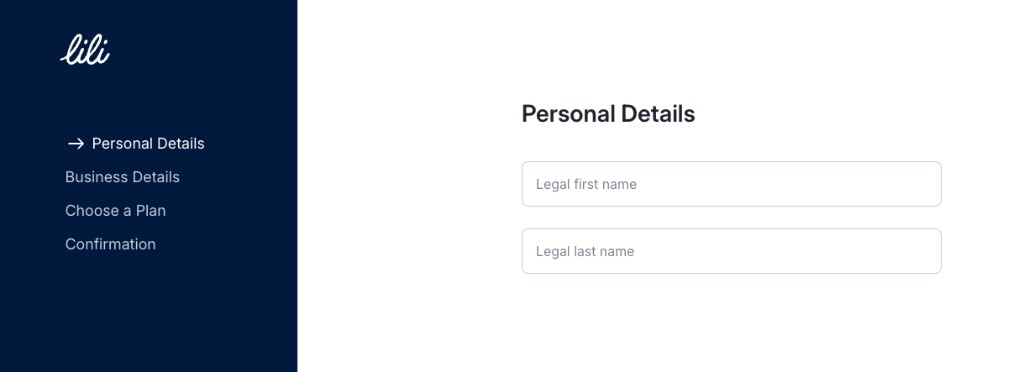 Lili Personal Details：填写 Legal first name / last name
